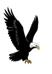 Obraz premium Majestic Eagle in Flight: Black and White Vector Art