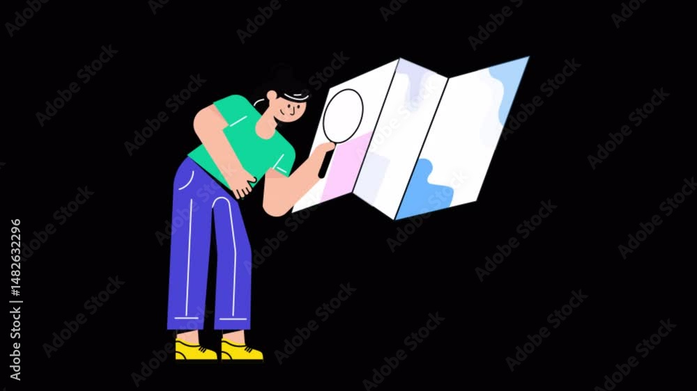Poster location tracking service motion graphic rendering with transparent alpha channel
