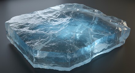 Ice block on dark background