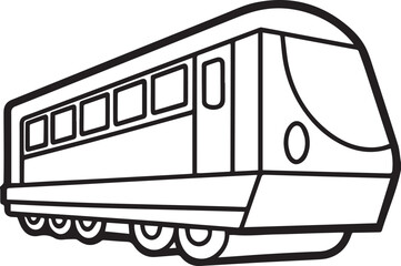 Train outline vector illustration line art