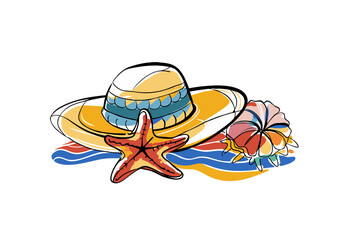 summer hat and sunglasses