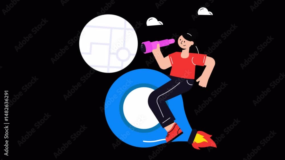 Poster mail location motion graphic rendering with transparent alpha channel