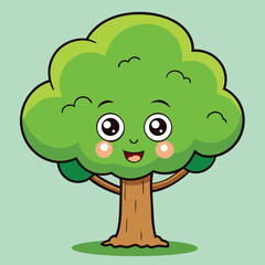 Fototapeta premium cartoon tree with green leaves