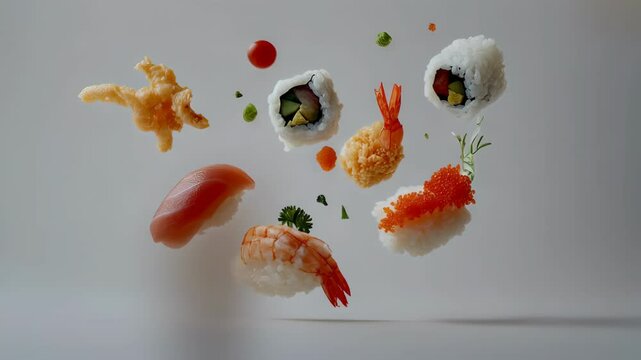 Colorful arrangement of fresh ingredients on a white surface for culinary creativity and meal preparation inspiration