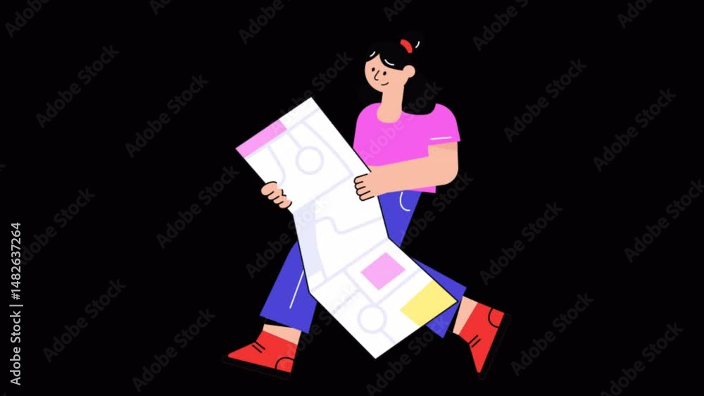 Poster map navigation motion graphic rendering with transparent alpha channel