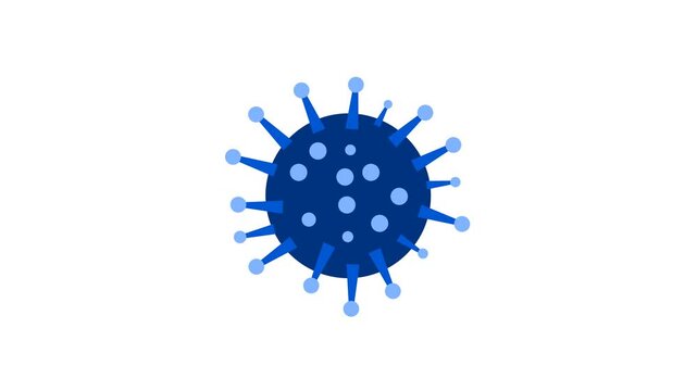 blue virus on white background. vector illustration. flat style. health theme. microbiology. simple animation. motion graphics