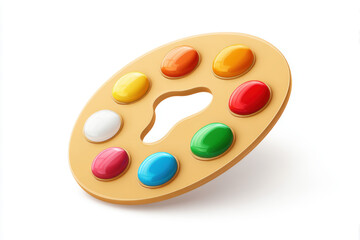 Colorful paint palette with vibrant hues displayed on a clean background, ideal for artistic creativity and inspiration