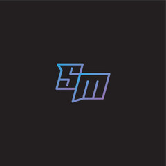 monogram logo design amazing esport style SM dinamyc line gaming concept letter