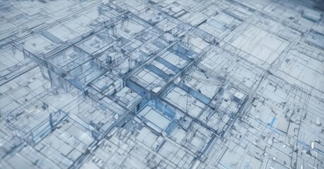 Abstract architectural blueprint with blue photographic tint, textured paper effect , background, shape, photo