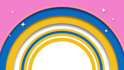 半円のフレームから広がる背景