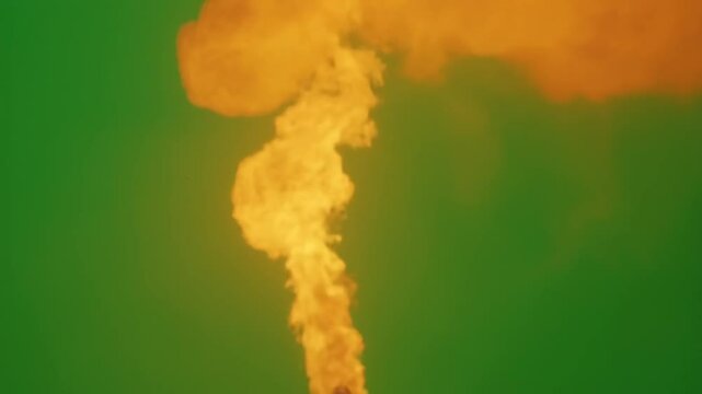 Realistic fire and smoke vfx element on green screen