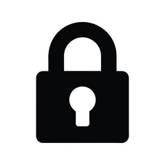 Padlock vector illustration. Secure metal lock icon, closed safety padlock symbol, flat security element for protection.
