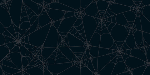 Halloween Pattern with Outline Scary Spider Web Frame in Hand Drawn Style. Doodle arachnid web perfect for cards, party invitations, web