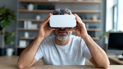 Man Using VR Headset, Virtual Reality Experience