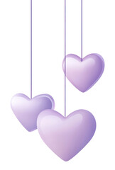 PNG Purple heart hearts illustration hanging.