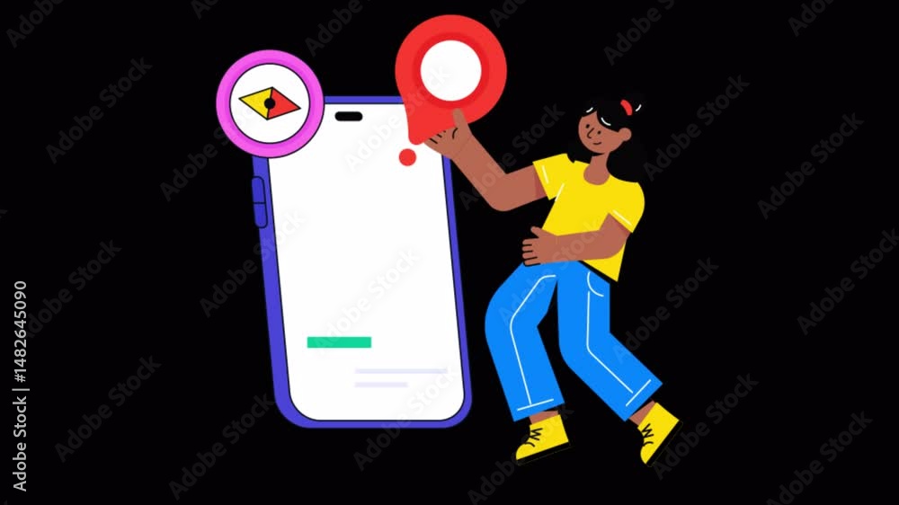Poster mobile gps motion graphic rendering with transparent alpha channel