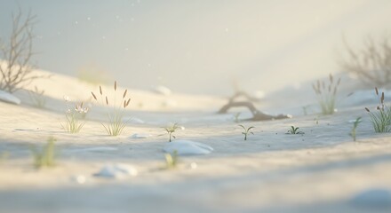 Obraz premium Sunlit Sands: A 3D Render of Serene Solitude