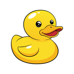 Cute yellow rubber duck vector illustration. Bath toy for kids, floating duck cartoon, plastic ducky icon