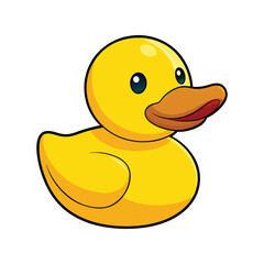 Cute yellow rubber duck vector illustration. Bath toy for kids, floating duck cartoon, plastic ducky icon