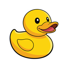 Cute yellow rubber duck vector illustration. Bath toy for kids, floating duck cartoon, plastic ducky icon
