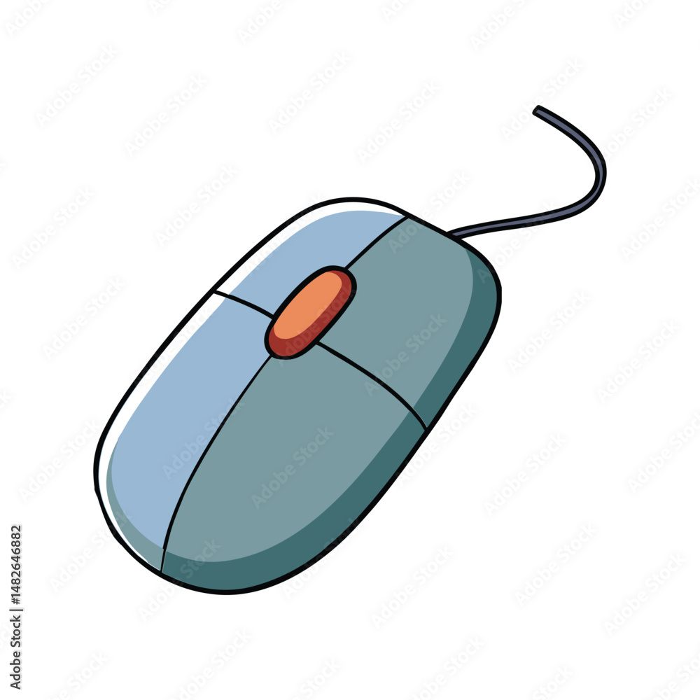Aufkleber computer mouse vector illustration. modern wired or wireless input device, digital accessory icon, i