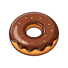 Chocolate donut vector illustration. Sweet dessert graphic, glazed treat clipart, bakery icon, tasty pastry design.

