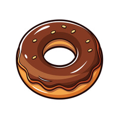 Chocolate donut vector illustration. Sweet dessert graphic, glazed treat clipart, bakery icon, tasty pastry design.

