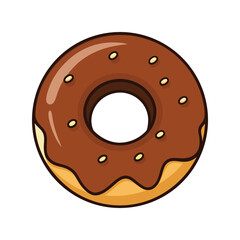 Chocolate donut vector illustration. Sweet dessert graphic, glazed treat clipart, bakery icon, tasty pastry design.

