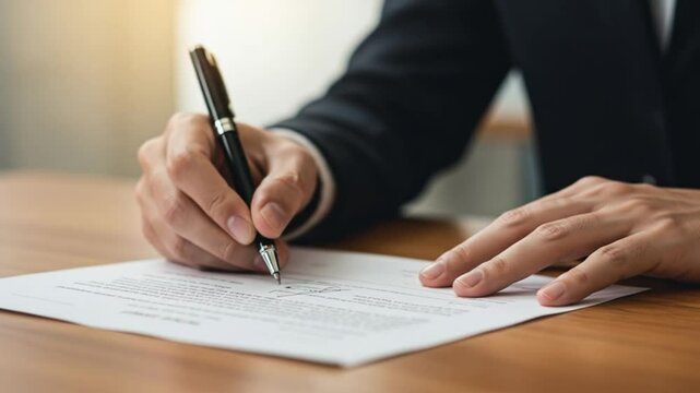 Crafting Success: Close-up of a Professional Hand Signing Important Documents