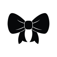 Bow ribbon silhouette vector illustration. Decorative gift wrap bow icon, festive ornament graphic, flat black design.

