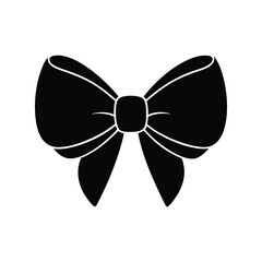 Bow ribbon silhouette vector illustration. Decorative gift wrap bow icon, festive ornament graphic, flat black design.

