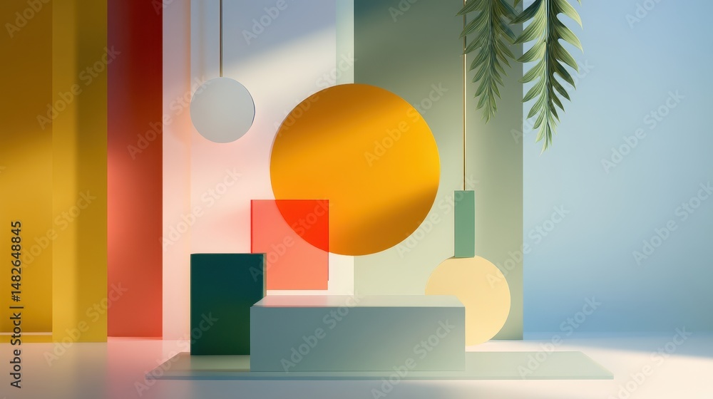Aufkleber abstract composition featuring geometric shapes and soft lighting in a minimalist setting