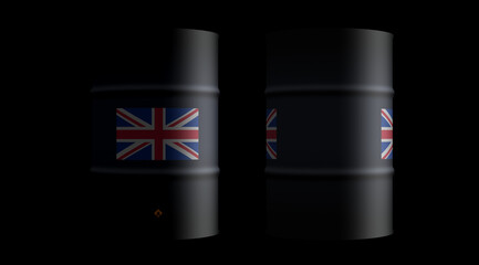 UK Great Britain oil business and petrol extraction barrels in row