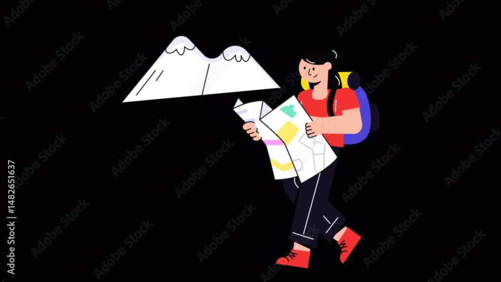 Poster route map motion graphic rendering with transparent alpha channel