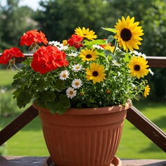 Fototapeta premium colorful flowers in pots