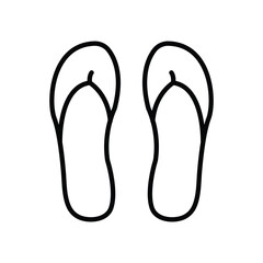 Slippers icon. Beach slippers symbol. sandals outline. Summer footwear sign. Black flip-flops.