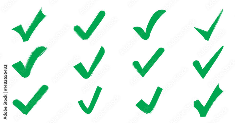Aufkleber set of green checkmark icons in various styles. green checkmark tick icon. green check mark icon set