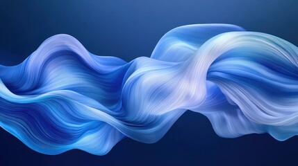 Dynamic abstract design with flowing blue and white ribbons.