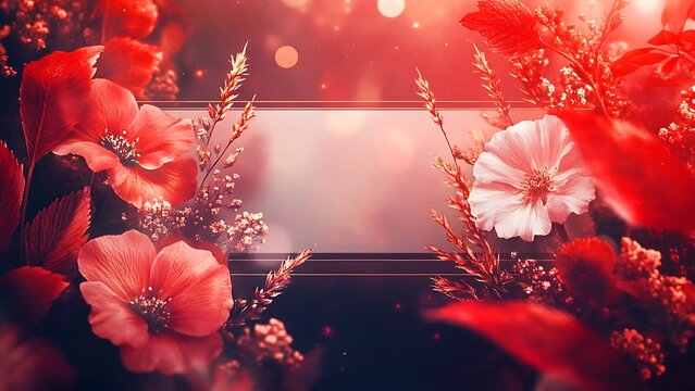 Elegant floral arrangement with red flowers and bokeh background perfect for a template