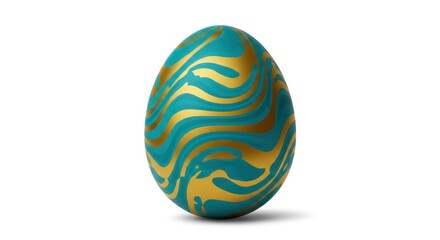 Obraz premium Decorated Easter Egg with Teal and Gold Waves