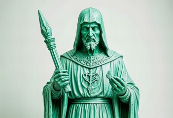 Obraz premium Picture Warlock statue isolated on a white background.