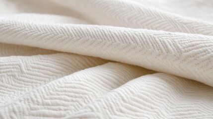 Soft, textured white fabric with a herringbone pattern