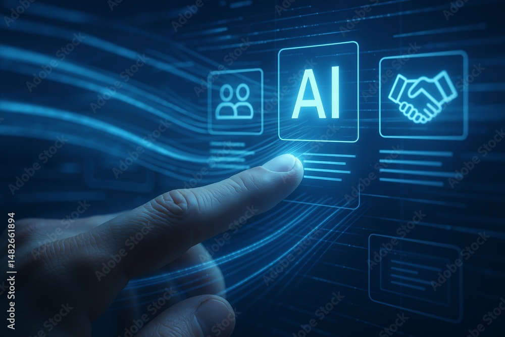 Aufkleber exploring the impact of artificial intelligence in the digital realm: a close-up of a hand interacti