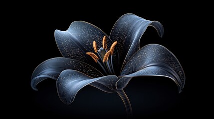 A dark, detailed illustration of a  lily flower