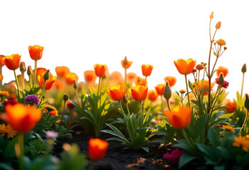Vibrant Orange Tulips in a Spring Garden A Sunset Bloom