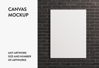 Any Canvas Size Print Interior Wall Art Poster Room Mockup Template