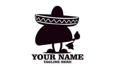 logo cute cartoon of happy taco character. Vector illustration of taco mascot wearing sombrero, taco bell vector logo design and white background