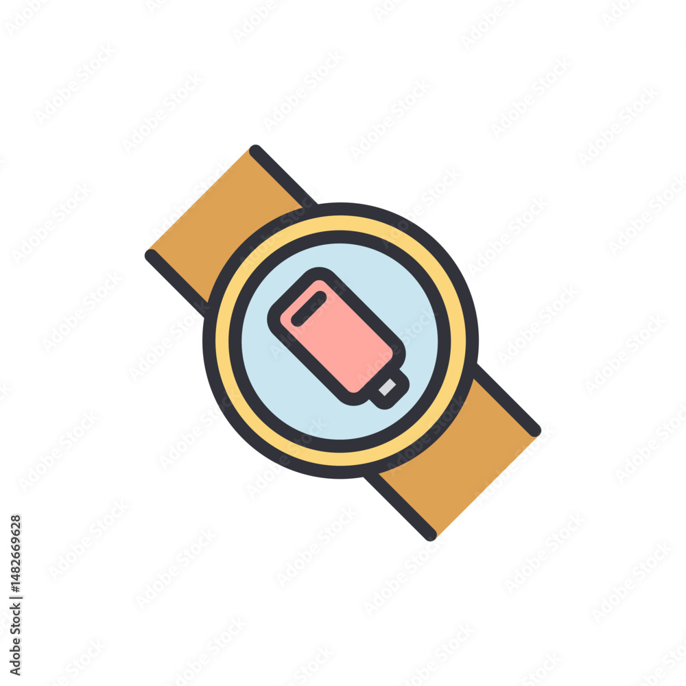 Poster Minimalistic Smartwatch With Low Battery Symbol Isolated On Transparency
