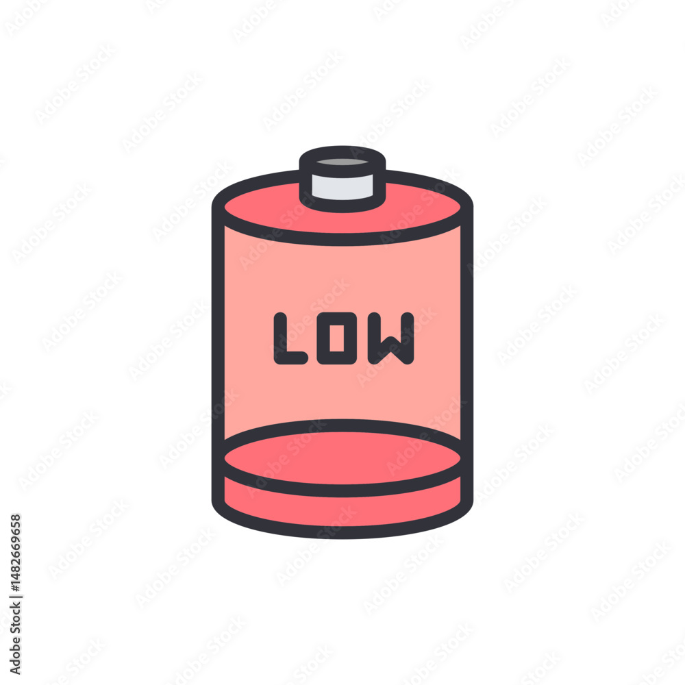 Poster depleted energy source icon showing low battery life indicator