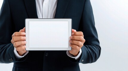 Professional Man Holding Digital Tablet Ready for Presentation